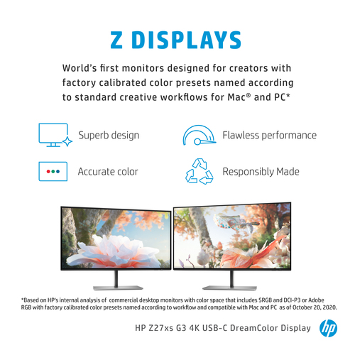 1A9M8AA: HP Z27xs G3 27'' inch 4K 16:9 LED IPS | Convena.com