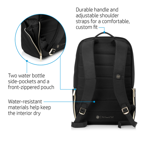 beneficial Actively Darling 4QF96AA#ABB: HP 15.6 Pavilion Accent notebook case 39.6 cm (15.6") Backpack  Black, Gold | Convena.com