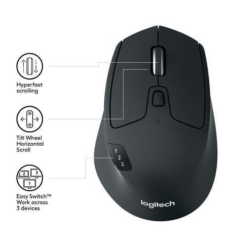 910-004791: Logitech M720 Triathlon Bluetooth Optical Mouse | Convena.com